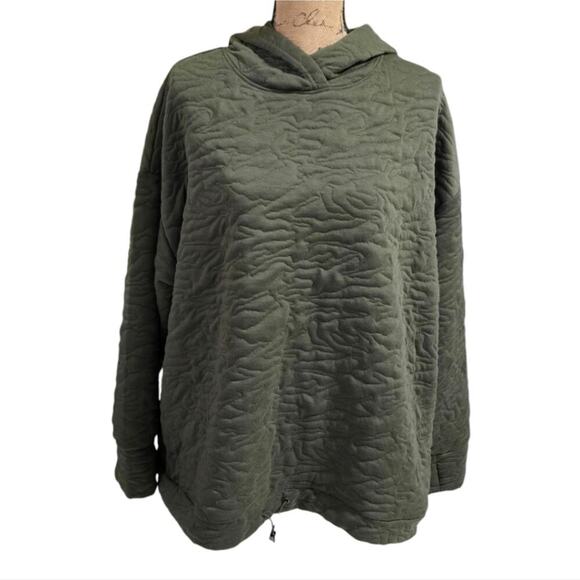 Nine West Moss Green Quilted Hooded Active Athletic Workout Hoodie Plus Size 3X - Picture 1 of 5